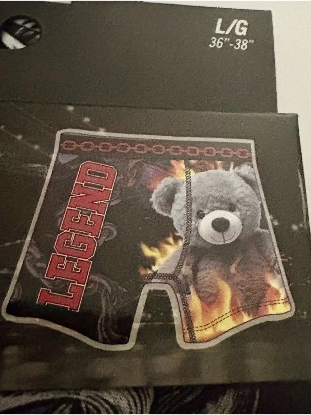 3 Pairs NEW In Pkg Lion Chains Teddy Bear & Fangs  Boxer Briefs Men's Size LARGE